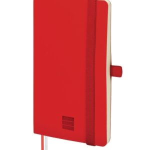 finocam nexo cuaderno de tapa blanda 72 hojas 90x150mm rayado horizontal papel crema de 80g/m2 bolsillo interior cierre con goma portaboligrafo hojas microperforadas color rojo