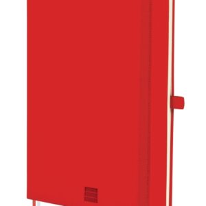 finocam nexo cuaderno de tapa dura 72 hojas formato a5 148x210mm papel crema de 80g/m2 liso bolsillo interior cierre con goma hojas microperforadas color rojo