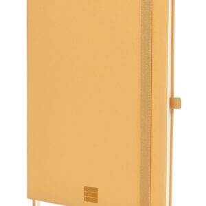 finocam nexo cuaderno de tapa dura 72 hojas formato a5 148x210mm papel crema de 80g/m2 liso bolsillo interior cierre con goma hojas microperforadas color camel