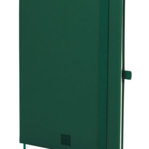 finocam nexo cuaderno de tapa dura 72 hojas formato a5 148x210mm papel crema de 80g/m2 liso bolsillo interior cierre con goma hojas microperforadas color verde oscuro
