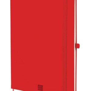 finocam nexo cuaderno de tapa dura 72 hojas formato b5 176x250mm papel crema de 80g/m2 liso bolsillo interior cierre con goma hojas microperforadas color rojo