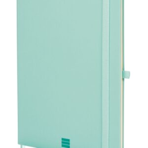 finocam nexo cuaderno de tapa dura 72 hojas formato b5 176x250mm papel crema de 80g/m2 liso bolsillo interior cierre con goma hojas microperforadas color turquesa