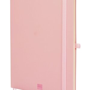 finocam nexo cuaderno de tapa dura 72 hojas formato b5 176x250mm papel crema de 80g/m2 liso bolsillo interior cierre con goma hojas microperforadas color rosa