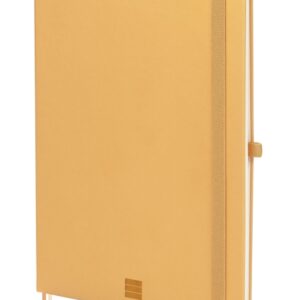 finocam nexo cuaderno de tapa dura 72 hojas formato b5 176x250mm papel crema de 80g/m2 liso bolsillo interior cierre con goma hojas microperforadas color camel