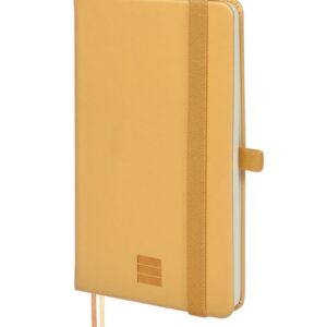 finocam nexo cuaderno de tapa dura 72 hojas 90x150mm papel crema de 80g/m2 bolsillo interior cierre con goma portaboligrafo hojas microperforadas color camel