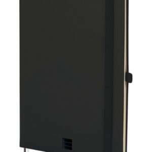 finocam nexo cuaderno de tapa dura 72 hojas formato a5 148x210mm papel crema de 80g/m2 bolsillo interior cierre con goma portaboligrafo hojas microperforadas color negro