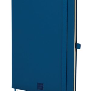 finocam nexo cuaderno de tapa dura 72 hojas formato a5 148x210mm papel crema de 80g/m2 bolsillo interior cierre con goma portaboligrafo hojas microperforadas color azul marino