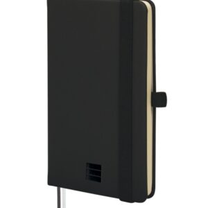 finocam nexo cuaderno de tapa dura 72 hojas 90x150mm rayado horizontal papel crema de 80g/m2 bolsillo interior portaboligrafo hojas microperforadas color negro