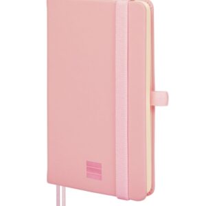 finocam nexo cuaderno de tapa dura 72 hojas 90x150mm rayado horizontal papel crema de 80g/m2 bolsillo interior portaboligrafo hojas microperforadas color rosa