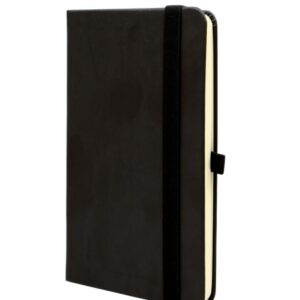 finocam class cuaderno de tapa dura 96 hojas 100x150mm papel crema de 80g/m2 liso bolsillo interior cierre con goma hojas microperforadas color negro