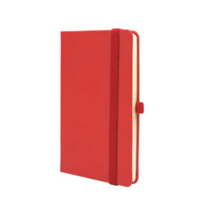 finocam class cuaderno de tapa dura 96 hojas 100x150mm papel crema de 80g/m2 liso bolsillo interior cierre con goma hojas microperforadas color rojo