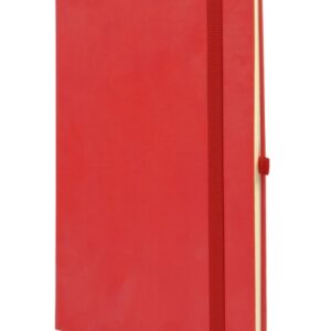 finocam class cuaderno de tapa dura 96 hojas 130x210mm papel crema de 80g/m2 liso bolsillo interior cierre con goma hojas microperforadas color rojo