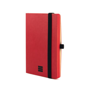 finocam modern cuaderno de tapa ligera 72 hojas 100x150mm papel crema de 80g/m2 liso bolsillo interior cierre con goma hojas microperforadas color rojo
