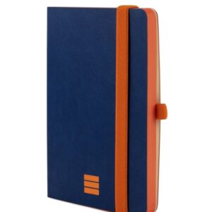 finocam modern cuaderno de tapa ligera 72 hojas 100x150mm papel crema de 80g/m2 liso bolsillo interior cierre con goma hojas microperforadas color azul