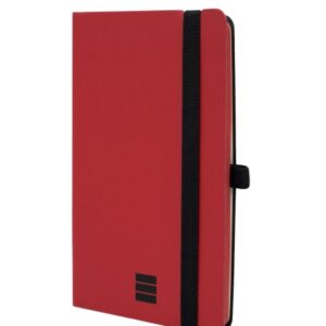 finocam modern cuaderno de tapa ligera 72 hojas 100x150mm papel crema de 80g/m2 bolsillo interior cierre con goma hojas microperforadas color rojo