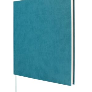 finocam event libro de visitas para firmar 80 hojas 250x250mm papel marfil de 120g/m2 cubierta sintetica de imitacion piel color azul