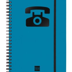 finocam phone indice telefonico formato a5 148x210mm tapas de carton forrado papel de 120g/m2 cierre con goma elastica espiral doble metalica color azul