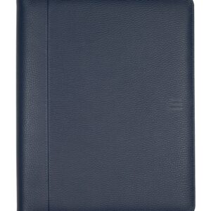finocam andrea portadocumentos de mano piel de vacuno cremallera formato a4 210x297mm bloc de notas papel de 70g/m2 bolsillo interior portaboligrafo color azul