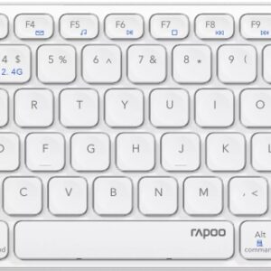 rapoo e9600m teclado compacto ultafino inalambrico bluetooth y 2.4ghz base de aluminio bateria recargable ecologica color gris