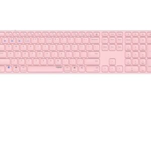 rapoo e9800m teclado compacto ultafino inalambrico bluetooth y 2.4ghz base de aluminio bateria recargable ecologica color rosa