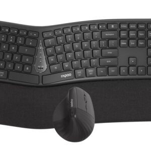 rapoo 8810me pack teclado + rato inalambricos diseño ergonomico bluetooth y 2.4ghz raton 1600 dpi bateria recargable ecologica autonomia hasta 9 meses color negro