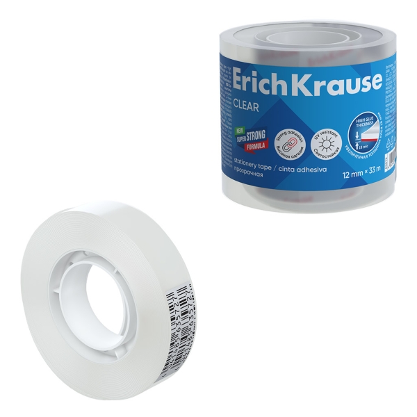 erichkrause clear cinta adhesiva 12mmx33m transparente