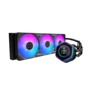 cooler master masterliquid 360 atmos ii lcd argb kit de refrigeracion liquida ventiladores preinstalados dual chamber pantalla de 2.1" color negro