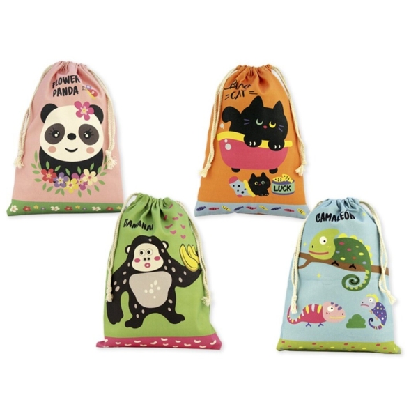 bismark animals bolsa escolar para merienda medida 22x35cm ciere de tiras 4 diseños diferentes