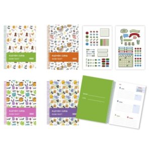 bismark animals agenda escolar 26 27 semana vista a5 tapa de carton forrada hojas interiores de color planning mensual 2 hojas de pegatinas 4 diseños diferentes aleatorios