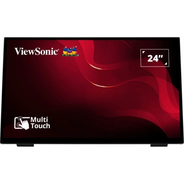 viewsonic td2465 monitor tactil 23.8" led fhd 60hz hasta 10 puntos de contacto respuesta 7ms altavoces 4w hdmi, displayport, usb vesa 100x100 mm color negro