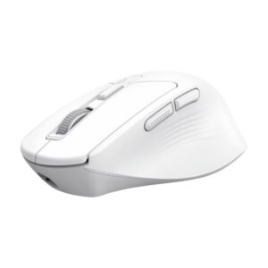 trust niven raton inalambrico de 7 botones ajustable hasta 3200dpi bluetooth recargable indicadores led clic silencioso receptor usb c multidispositivo 44x73x110mm color blanco