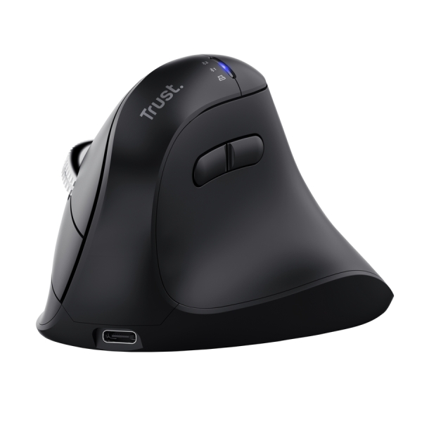 trust vyran raton inalambrico ergonomico ajustable hasta 4800dpi bluetooth recargable receptor usb a adaptador usb c multidispositivo clic silencioso 75x84x116mm color negro