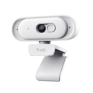 trust tomar webcam qhd 2k cable 2m microfono incorporado balance de blancos automatico modo de privacidad rosca 1/4" campo de vision de 76 grados 53x55x93mm color blanco