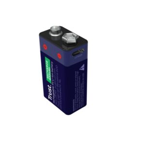 trust pila de 9v recargable por usb c 400mah 16x26x47mm color azul marino