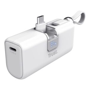 trust pacto bateria powerbank de 5000mah potencia 20w 3xusb c power delivery deteccion automatica plastico abs 25x39x77mm color blanco