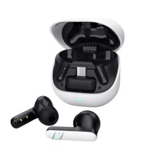 trust gxt 409 oxxie auriculares tws bluetooth indicadores led receptor usb c abs reciclado multiplataforma cancelacion de ruido enc 29x56x60mm color blanco y negro