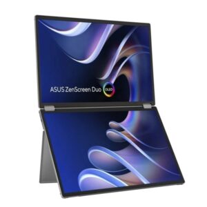 asus zenscreen duo monitor 14" oled wuxga 60hz panel brillante dual screen respuesta 1ms hdmi, usb c color plata