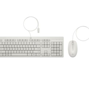 hp 225 combo teclado y raton usb g2 tecla copilot patas ajustables raton optico 1200 dpi plug & play facil de limpiar fabricado con material reciclado color blanco
