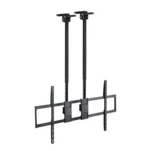 tooq soporte de techo para pantallas 60 120" doble mastil inclinable y extensible gestion de cables peso max. 120kg vesa max. 1000x600mm color negro
