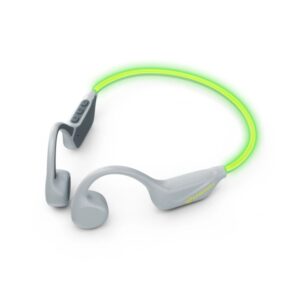 energy sistem vibewave auriculares deportivos bluetooth 5.4 conexion multipunto proteccion contra sudor y salpicaduras diadema de goma secure fit microfono 15h autonomia iluminacion led asistente de voz color gris