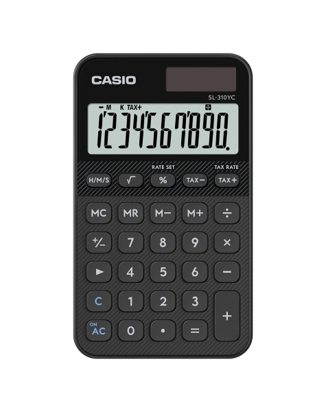 casio sl 310yc calculadora de bolsillo con pantalla lcd de 10 digitos calculo de impuestos alimentacion solar y pilas compacta y ligera color negro