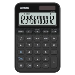 casio sl 20yc calculadora de sobremesa con pantalla lcd de 12 digitos calculo de impuestos, porcentajes, raiz cuadrada etc... alimentacion solar y pilas color negro