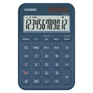 casio sl 20yc calculadora de sobremesa con pantalla lcd de 12 digitos calculo de impuestos, porcentajes, raiz cuadrada etc... alimentacion solar y pilas color azul navy