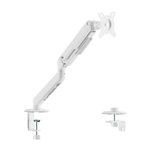 aisens eco soporte de mesa con brazo articulado para monitor de 17" 32" soporta hasta 9kg gestion de cables vesa 100x100mm contrapeso giratorio e inclinable color blanco