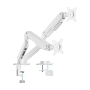 aisens eco soporte de mesa con 2 brazos articulados para monitores de 17" 32" soporta hasta 9kg gestion de cables vesa 100x100mm contrapeso giratorio e inclinable color blanco