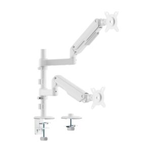 aisens eco soporte de mesa con 2 brazos articulados para monitores de 17" 32" soporta hasta 9kg gestion de cables vesa 100x100mm contrapeso giratorio e inclinable color blanco