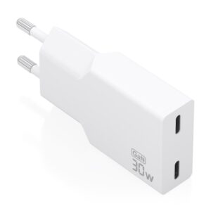 aisens cargador de pared 30w gan 2xusb c power delivery 3.0 ultra delgado multiples protecciones de seguridad color blanco