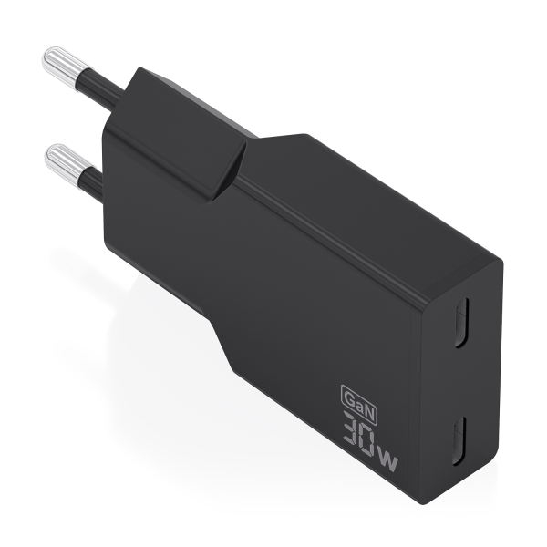 aisens cargador de pared 30w gan 2xusb c power delivery 3.0 ultra delgado multiples protecciones de seguridad color negro