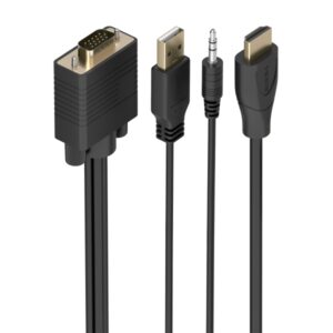 aisens cable conversor hdmi a svga+audio longitud 2m hdmi macho hdb15 macho jack 3.5mm macho usb a macho soporta resoluciones hasta 1080p plug and play color negro