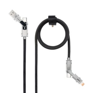 nanocable cable usb c 4 en 1 soporta hasta 27w longitud 1m adaptador usb a y lightning integrado indicador led algodon trenzado color negro